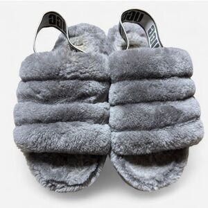 UGG Gray Fluff Yeah Slide Sandal Slippers US Women's 8